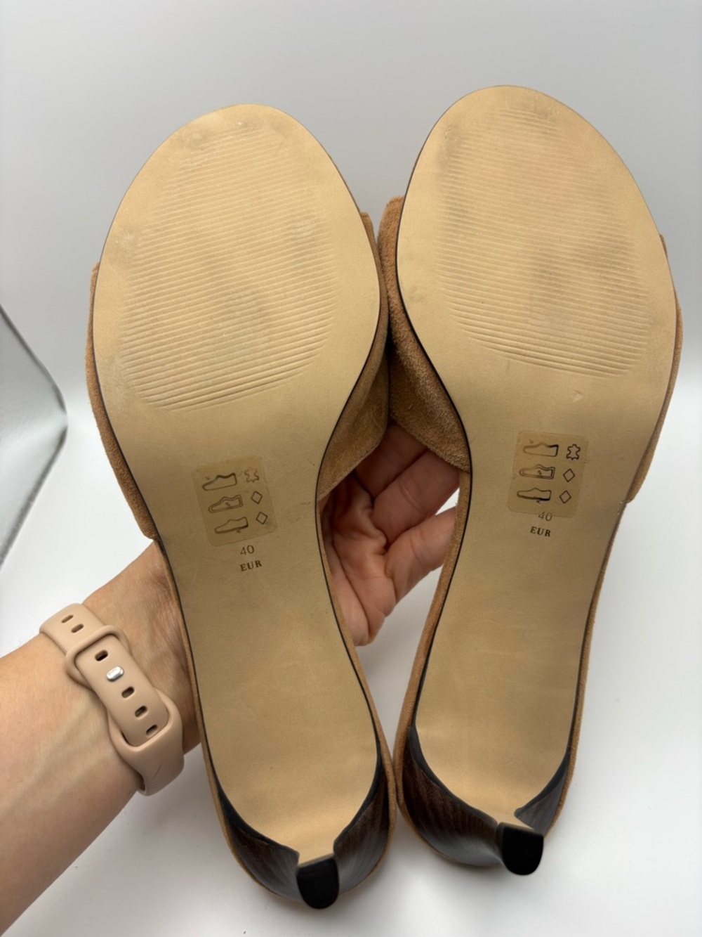 Anthropologie Tan Suede Slide Heels - Picture 7 of 9
